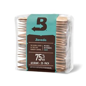 Boveda 75% RH 2-Way Humidity Control – Restores & Maintains Humidity – All In One Solution For Humidification- Patented Technology for Cigar Humidors – Convenient & Versatile - 20 Count Resealable Bag