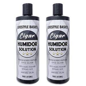 Basics Humidor Solution 16 oz (2-Pack) - Premium Propylene Glycol Formula - 70 RH - Safe and Non-Toxic