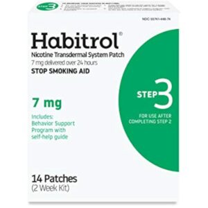Habitrol Nicotine Transdermal System Patch | Stop Smoking Aid | Step 3 (7 mg) | 14 Patches | (2 Week Kit)