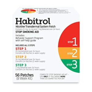 Habitrol Nicotine Transdermal System Patch | Stop Smoking Aid | Steps 1, 2, and 3 (21, 14, and 7 mg) | 56 Patches (8 Week Kit)