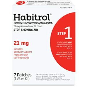 Habitrol Nicotine Transdermal System Patch | Stop Smoking Aid | Step 1 (21 mg) | 7 Patches (1 Week Kit)