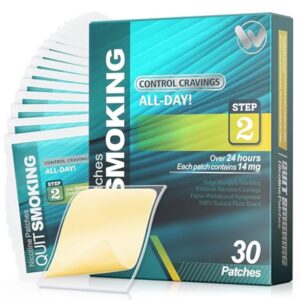 Nicotine Patches Step 2 Easy and Effective Helps Quit Smoking, 14 mg, 30 Patches Smoking Aid to Help Quit Smoking, Each Patch Provides a 24-Hour Nicotine Transdermal System