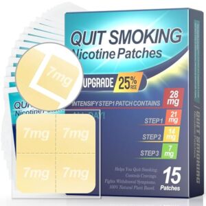 Nicotine Patches Step 1+, 21mg Upgraded to 28mg, It Can de Divided Into Four Pieces, 7mg. Quit Smoking Aid, Patch Provides a 24-Hour Nicotine Transdermal System (15 Phtches)