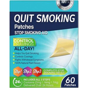 Quit Smoking Patches 3 in 1(Step1-Step2-Step3), Contains 21mg, 14mg, 7mg Delivered Over 24 Hours, Smoking Aid to Help Quit Smoking 60 Patches
