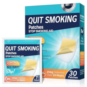 Quit Smoking Patches (30 Patches), Step 1 Stop Aids, 21mg Quit Smoke Patches, Easy to Use, Effective to Help Stop Smoking, Control Smoking Cravings All Day, Blue