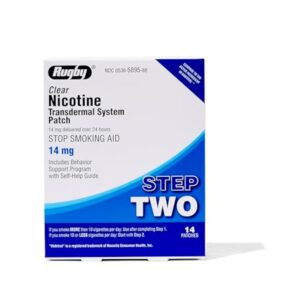 Rugby Clear Nicotine Patches - Transdermal System Patch - Smoking or Vaping Quitting Aid - Step 2-14mg - 14 Count