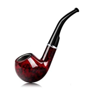 Joyoldelf Tobacco Pipe, Classic Smoking Pipe with Foldable Pipe Stand, Bent Tobacco Pipes for Smoking with Gift Box and Smoking Accessories