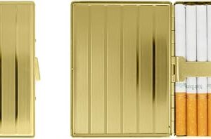 Set of 2 Metal-Plated 100s Ultra Compact Cigarette Case & Stash Box (Gold Lines)