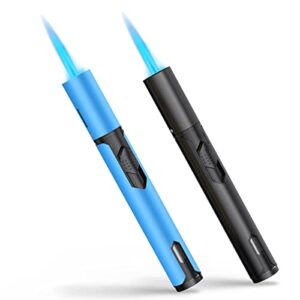 Torch Lighters 2 Pack Adjustable Jet Flame Butane Lighter, Refillable Gas Torch Lighter for Candles Grill BBQ Fireplaces Camping (Butane Not Included)
