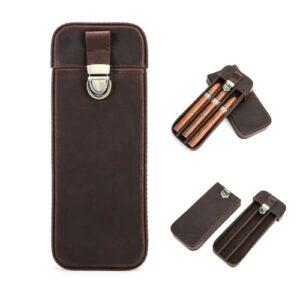 CONTACTS Crazy Horse Leather Cigar Case Travel Cigar Box 3 Slot Cigars Humidor Sleeve Portable Organizer by Handmade