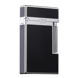 Classic Butane Lighter, Brass Hand Engraved Side Slide Lgnition Refillable Soft Flame Lighter for Men Dad Husband Collect (Black)