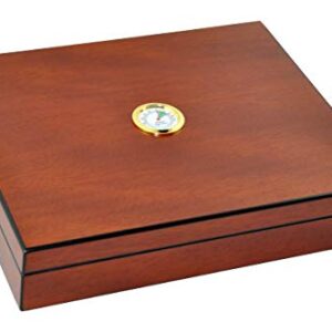 DUCIHBA Humidor Cigar Box Holds 20 Cigars, Seal Lid Closure, Spanish Cedar Wood Travel Storage Cigar Case with Removable Divider, Humidifier and Golden Hygrometer, Gift for Man, Sapele Cherry Finish