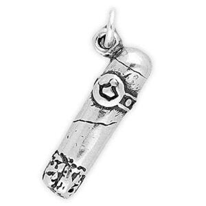 Dakota West Cigar Smoker Smoking 3D 925 Solid Sterling Silver Charm Jewelry Making Supply Pendant Bracelet Crafting