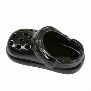 Croc Shoe Ashtray Ceramic - 4 Color Clog Shaped Smoking Tray, Windproof Outdoor & Indoor Use with Non-Slip Base, Funny Home Office Desk Decor Gift for Men Women (Stealth Black)