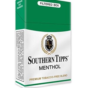 SOUTHERN TIPPS Menthol Herbal Cigarettes (20 Sticks) – Tobacco & Nicotine-Free | Smooth, Satisfying Cigarette Alternative| Premium Herbal Blend for Realistic Smoking Experience | Pack of 1