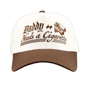 Embroidered Daddy Needs A Cigarette Dad Hat Two Tone Concert Hat for Ladies and Men Summer,Brown/White