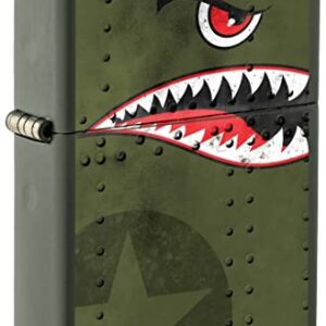 Zippo Lighter, Fighter Plane Nose Art, Shark Teeth - Green Matte 80976