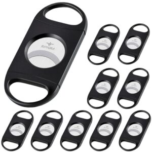 roygra Cigar Cutter Set (10 Pack), Enlarged 65 Ring Fit Almost Cigars, Guillotine Double Blade, Cigar Accessories for Men, Plastic Smoking Accessories Tool, Portable Sharp Clean Cut - Black