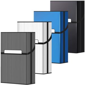 roygra Cigarette Case (4 Pack), Magnetic Switch 20pcs Cigarette Holder Case for Men Women, Cigarettes Smoking Accessories, Metal and Plastic Box for Smoke (85mm King Size)