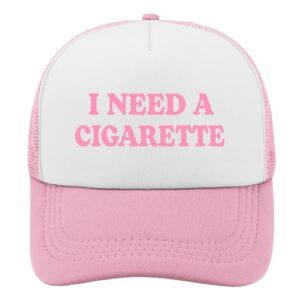 I Need A Cigarettes Funny Trucker Hat for Women Men – Vintage Style Sponge Mesh Hat, Adjustable Breathable Polyester Cap for Party, Music Festivals & Streetwear