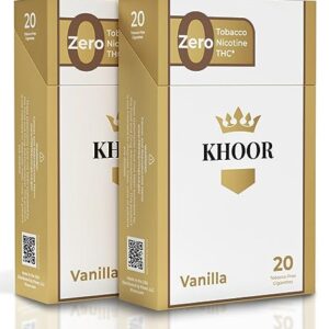KHOOR Herbal Cigarettes - 2 Vanilla Packs, Non-Addictive, Tobacco-Free & Nicotine-Free, Traditional Cigarette Substitute, Premium Vanilla Flavor - 2 Packs (40 Sticks)