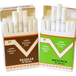 Smoke Free Herbal Cocoa Cigarettes - Two Pack - 100% Tobacco & Nicotine Free - Non-Addictive Tobacco Substitute - Premium Regular & Menthol Flavor (40 Sticks)