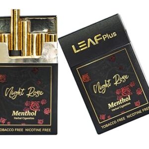 Night Rose Herbal Cigarettes by LeafPlus - Tobacco Free, Nicotine Free, THC Free - 2 Packs 40 Smokes