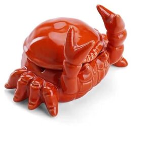 Crab Ashtray with Lid, Ceramic Windproof Cigarette Ashtray for Indoor or Outdoor Use Desktop Decoration Crab Pincers Holder for Hold Cigarette, Pen