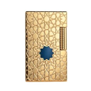 Classic Vintage Thin Luxury Crisp Sound Brass Kerosene Lighter, Soft-Flame, Refillable, Side-Slide, Flip, Inlay,Engraved Gold Lighters, Collectible, Men's Gift,Encendedor,Thorens Stellar Mesh