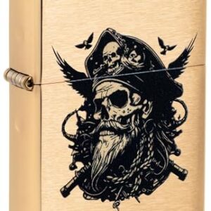 Zippo Lighter: Pirate Skull - Brushed Brass 46900