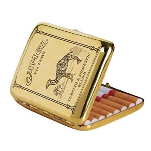 Metal Cigarette Case, Hold 16 Cigarette Vintage Copper Camel Cigarette Case Smoking Boxes, Portable Waterproof (Color : Brass, Size : 9.5x7cm)