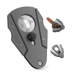 XIFEI Cigar Cutter Guillotine Stainless Steel Double Blade Cigar Clippers, Cuts Up Most Size of Cigars(Gun Ash)