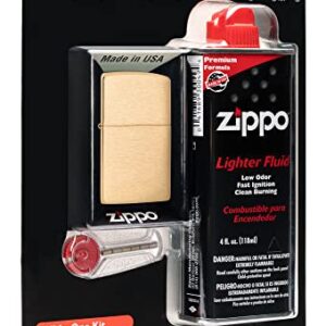 Zippo All-in-One Kit with Brushed Brass Windproof Lighter