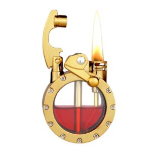 Laicengo Vintage Trench Lighter, Steampunk Lighter, Kerosene Copper Lighters, Cool Lighters with Visible Gas Tank, Great Choice for Men Dad Husband, Gold (Fuel Not Included)