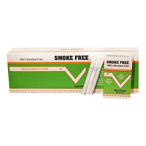 Smoke Free Herbal Cocoa Cigarettes - 10 Packs Menthol - 100% Tobacco & Nicotine Free - Non Addictive - Tobacco Substitute - Premium Menthol Flavor - 1 Carton (200 Sticks)