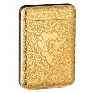 OLDENDO Metal Cigarette Case Vintage Cigarette Holder Box King Size Portable Pack 16pcs Regular Size Cigarettes Gifts for Man Women (Gold)
