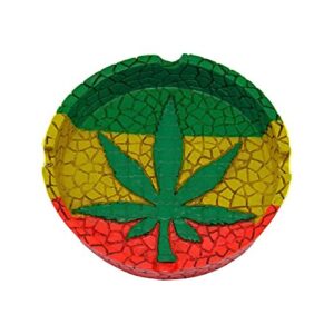 4.25" Rasta Leaf Round Ashtray