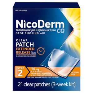 NicoDerm CQ Nicotine Patches to Help Stop Smoking with Behavioral Support Program, 14mg, Step 2-21 Count