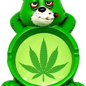 EASICOZI Cool Stoner Bear Polyresin Ashtray for Smoker Gifts - 4"x6"