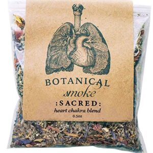 Anima Mundi Apothecary Smokable Herbs - Sacred Smoke - Heart Chakra Herbal Smoking Blend - with Relaxing Botanicals Like Mugwort, Skullcap, Blue Cornflower, Calendula & Rose Petals (0.5oz)
