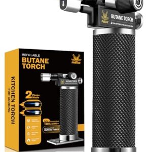 RAVS Butane Torch Lighter, DUAL Flame Mode Kitchen Torch, Refillable Cooking Torch Gun, Creme Brulee Torch Lighter, Blow Torch for Cooking, Welding, Mini Torch Soldering Torch, Butane is Not Included