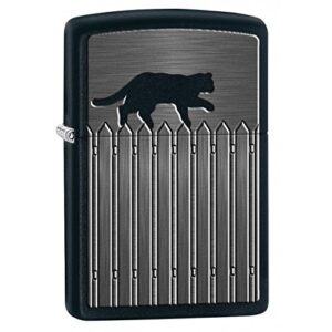 Zippo Lighter: Cat On A Picket Fence - Black Matte 78042