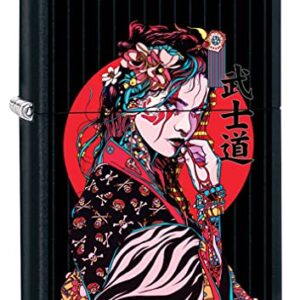 Zippo Lighter: Japanese Geisha Girl - Black Matte 80880