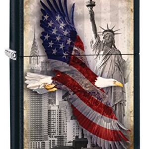 Zippo Lighter: Bald Eagle and New York City - Black Matte 78717