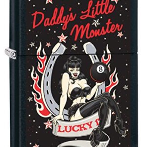 Zippo Lighter: Daddys Little Monster, Pin-Up Girl - Black Matte 78774
