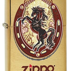 Zippo Lighter: Horse and Horseshoe - Brushed Brass 77844