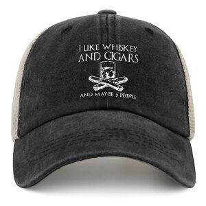 I Like Whiskey and Cigars and Maybe 3 People Trucker Hat Men Vintage Mesh Cap for Summer