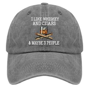 I Like Whiskey and Cigars and Maybe 3 People Beach Hat Travel Hat Sun Hat Men Gifts for Mom Baseball Hat