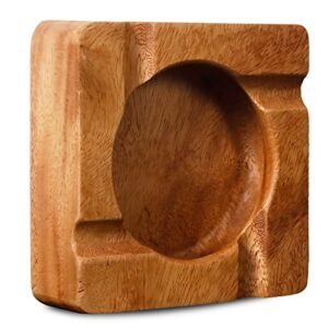 Gusnilo Wooden Cigar Ashtray Square - Desktop Tray for Indoor or Outdoor Office Home Decoration, Solid 4-Slot Cigar Holder, Vintage Gift for Smokers