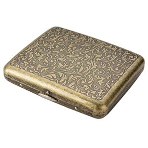 Lucklybestseller Retro Metal Cigarette Case Dispensers,Double Auto Sided Spring Clip Open Pocket Holder for 20 King Size Or 20 Regular Size Cigarettes Men Gift